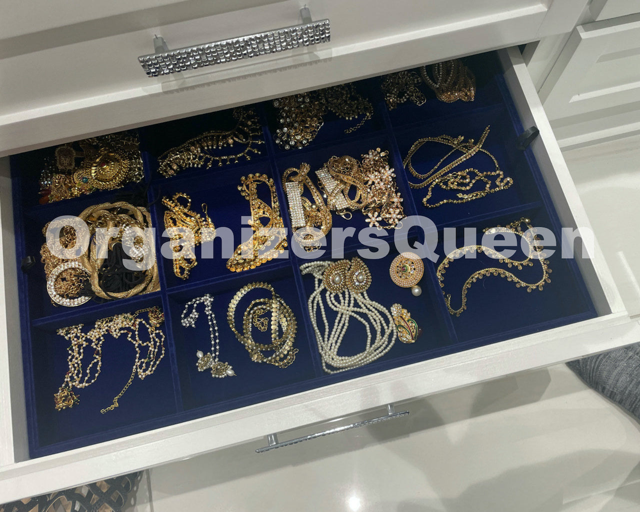 Royal Blue Velvet Jewelry Trays | luxury Jewelry Drawer Inserts | Jewelry Storage | Fine Necklaces Holder