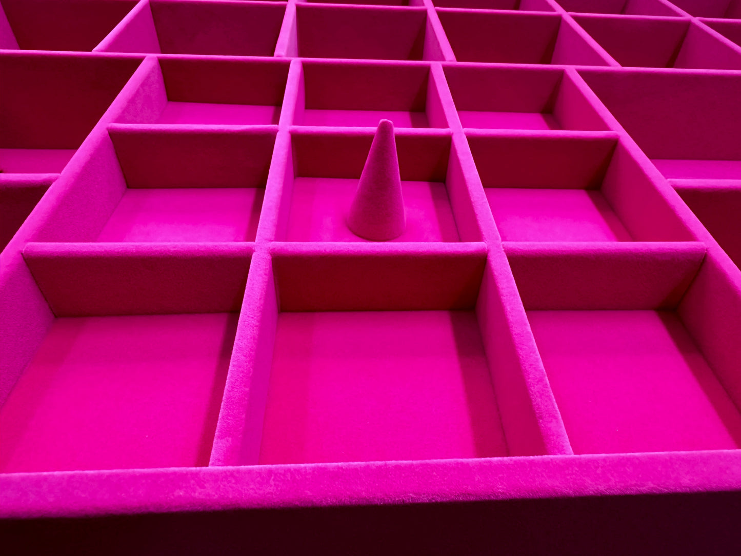 Velvet-lined handmade vintage drawer insert