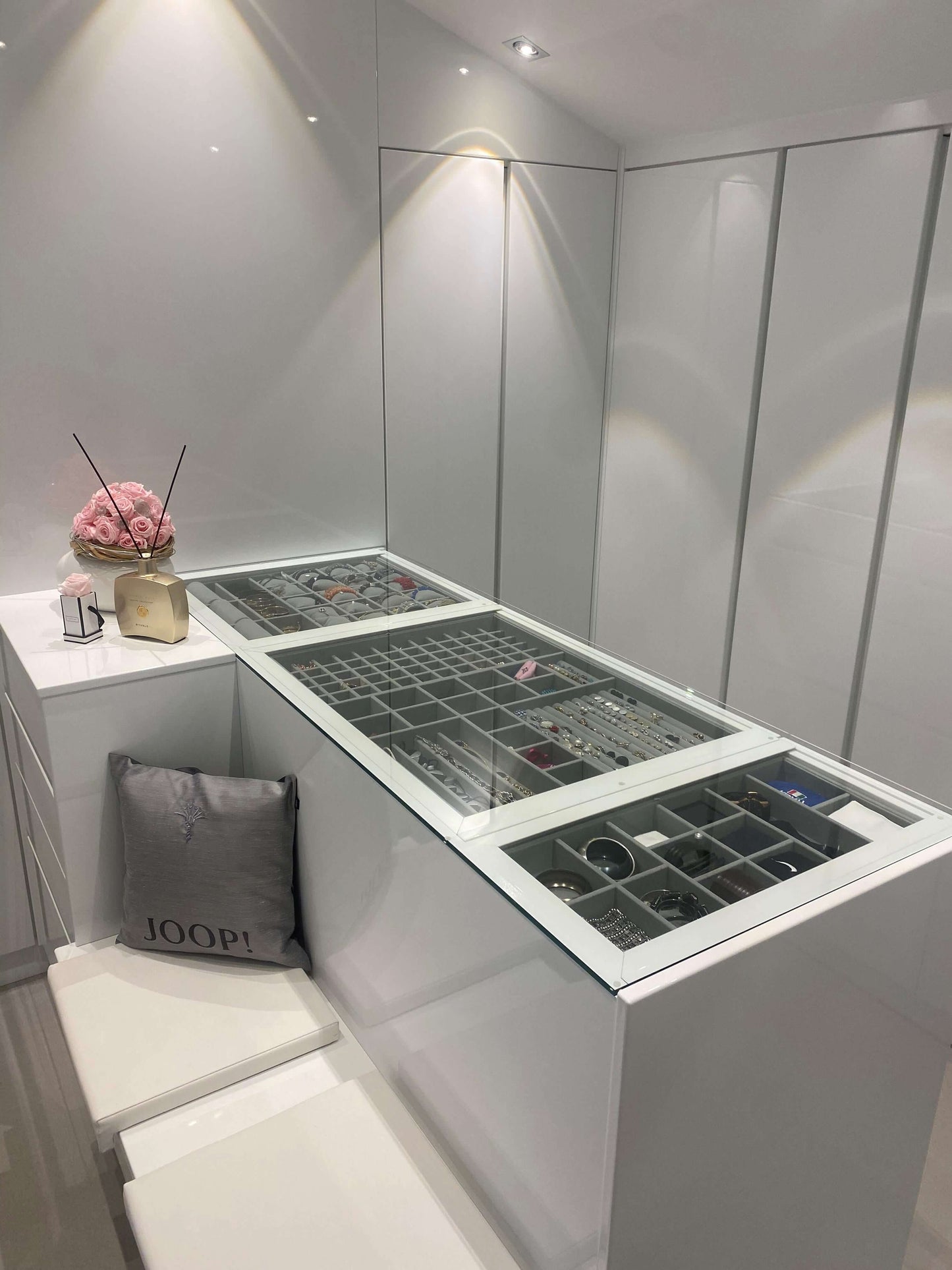 Luxury custom jewelry organizer tray with multiple sections